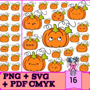 16 Abóboras Fofas SVG-Bundle für Cricut & Silhouette - Sofortiger digitaler Download, hochwertige Drucke, kommerzielle Nutzung