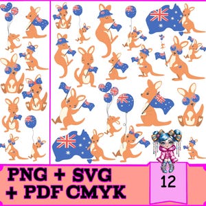 Lot de 12 kangourous australiens SVG pour Cricut Explore Air 2, Silhouette Cameo 4 & Glowforge - téléchargement numérique instantané, usage commercial