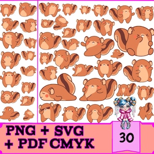 Kawaii Squirrel SVG Bundle | 30 Cute Designs for Cricut & Silhouette | Instant Digital Download | Commercial Use