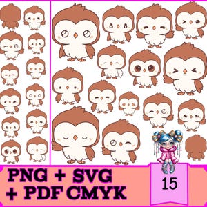 Corujas Fofas SVG Bundle für Cricut & Silhouette | Sofortiger Download, kommerzielle Nutzung, hochwertiger Druck, 15 Designs