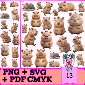 Capivara Fofa 3D Digital Download für Cricut & Silhouette | SVG PNG PDF | Hochwertiger Druck | Kommerzielle Nutzung