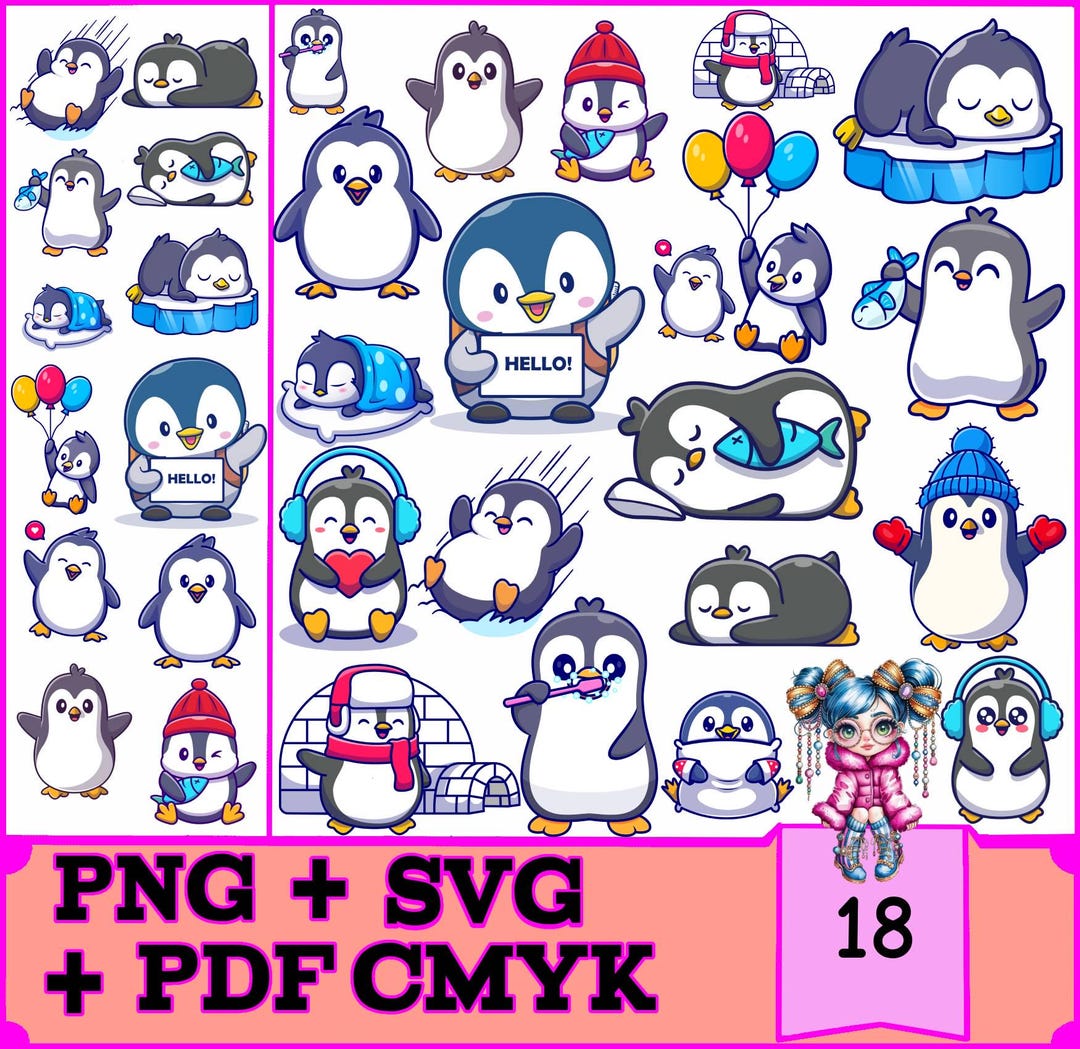 18 Cute Penguin SVG Bundle for Cricut Explore Air 2, Silhouette Cameo ...
