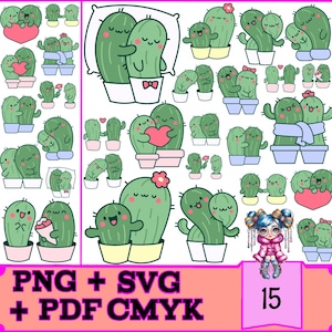 15 Cactos de Amor SVG Bundle für Cricut & Silhouette | Sofortiger Download, hochwertige PNG, PDF, kommerzielle Nutzung, druckfertig