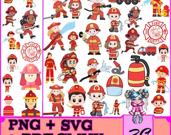 Firefighter Clipart | Fire Truck, First Responder Graphics (PNG, SVG, PDF)