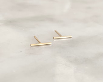 Gold-Filled Line Bar Stud Earrings