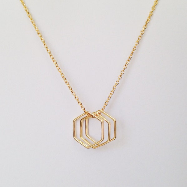 Triple Hexagon Necklace