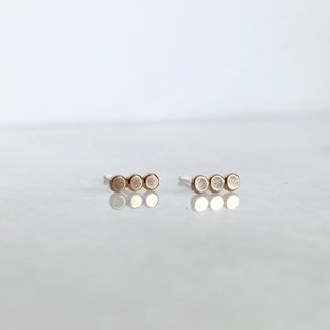 Gold-Filled Three Gold Dot Earrings image 3