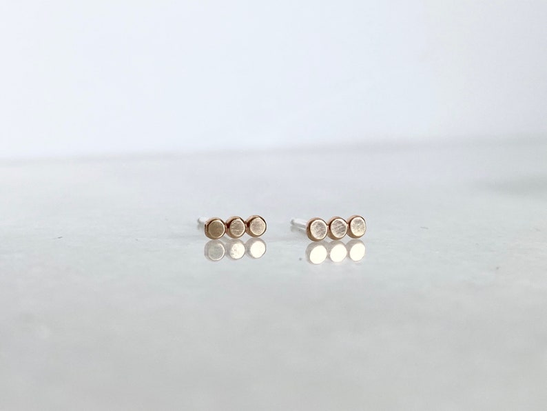 Gold-Filled Three Gold Dot Earrings image 3