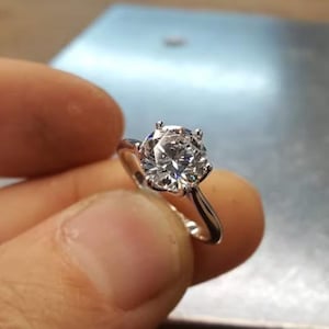 2ct Round Cut Moissanite Engagement Ring, Round Solitaire Ring, 14k Solid Gold Ring, Anniversary Gift Ring, Bridal Ring