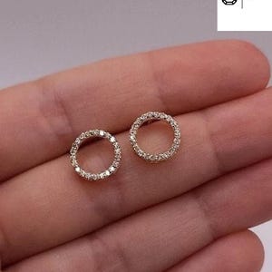 14k Gold Open Circle Diamond Earrings, Round Lab Grown Diamond Studs, Lab Diamond Earrings, Minimalist Jewelry for Her