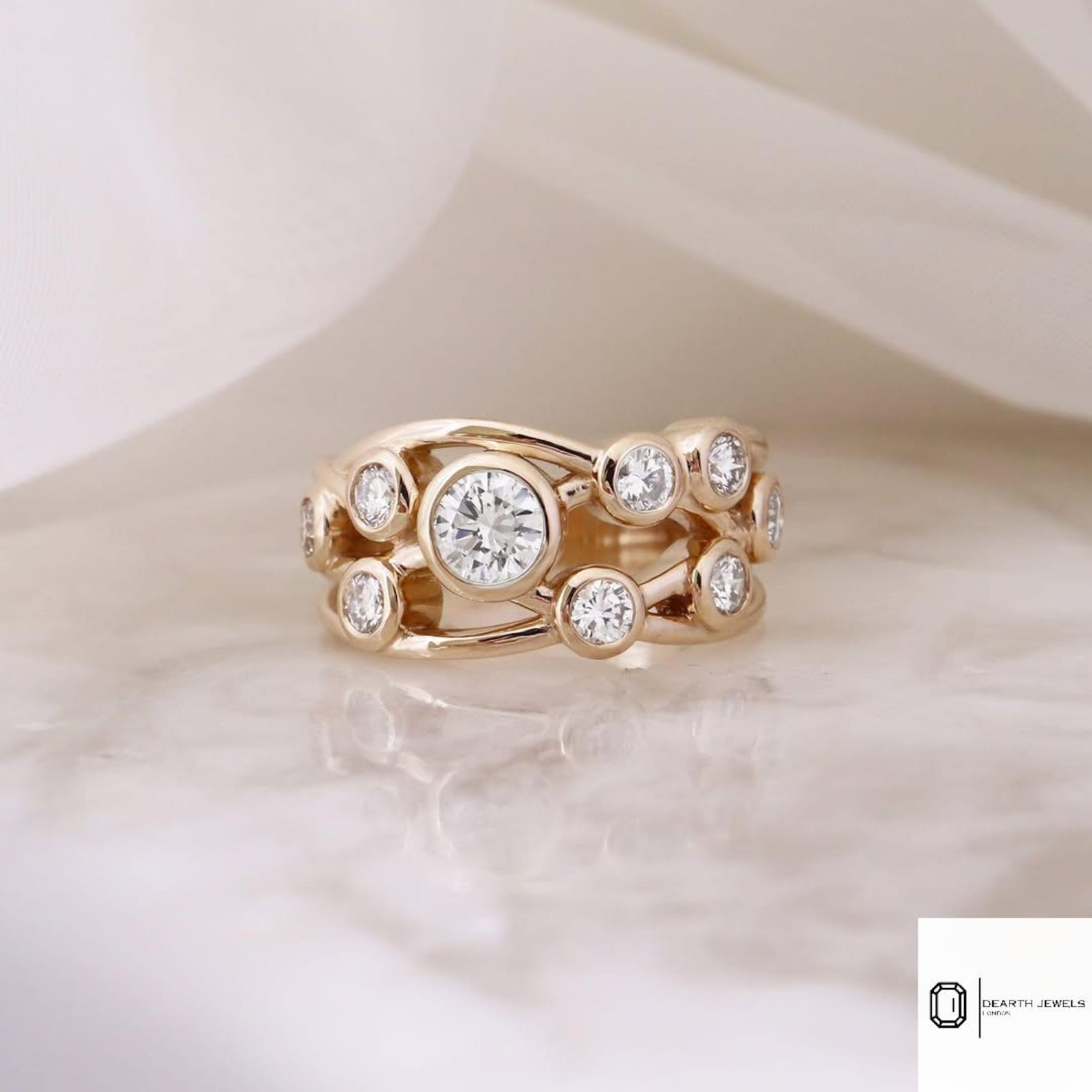 Crossover Bezel Set Lab Diamond Ring | Multi-stone Bubble Ring | Silver ...