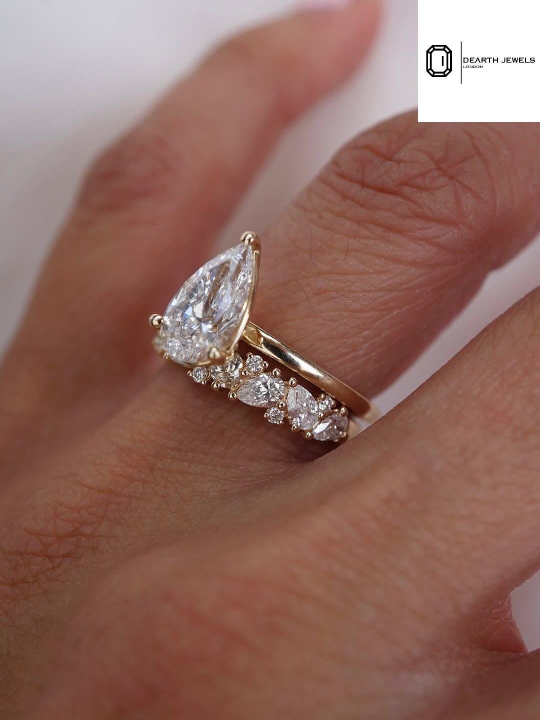 Lab Grown Diamond Eternity Ring | Round & Pear Cut 14k Yellow Gold Band ...