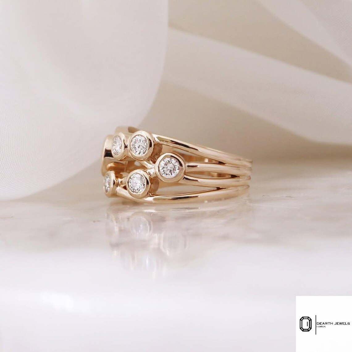 Crossover Bezel Set Lab Diamond Ring | Multi-stone Bubble Ring | Silver ...