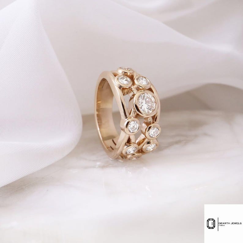 Crossover Bezel Set Lab Diamond Ring | Multi-stone Bubble Ring | Silver ...