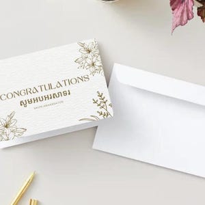Carte de félicitations khmer-anglais – beige moderne et or | Carte numérique bilingue pour remise de diplôme, mariage, nouvel emploi