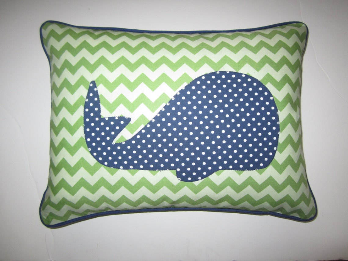 A Bright Chevron Whale Pillow Etsy