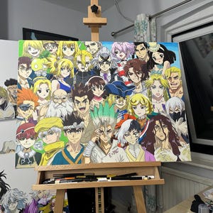 Handritad Anime-kanvastavla av Dr Stone.