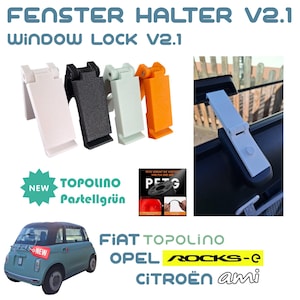 Fensterhalter SET V2.1 für Fiat Topolino, Opel Rocks-e, Citroën Ami Upgraded Version, Window Lock V2.1
