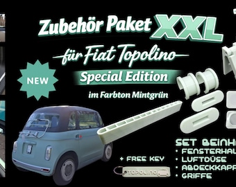 Premium Zubehör-Set XXL für Fiat Topolino – 3D-gedruckte PETG-Teile | Passgenau & Robust | Special Edition in Pastellgrün