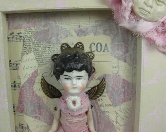 Fairy "Moon Dance" Assemblage Art Doll, Wall Art Assemblage