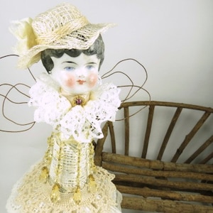 Art Doll Angel &quot;Waiting&quot;  Assemblage Art Angel, Antique Geman Doll Head, Vintage Style Doll