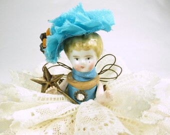 Assemblage Angel "Lacy Turquoise"  Assemblage Art Doll, Antique Doll Parts, Vintage Style Art Doll