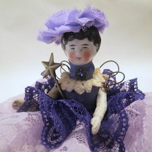 Assemblage Angel Royal Purple Assemblage Art Doll, Antique Doll Parts, vintage Style Art Doll image 1