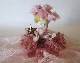 Assemblage Angel "Pink"  Assemblage Art Doll, Antique Doll Parts, Vintage Style Art Doll