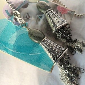 Chain Pull Pair with Tassle and Gemstone Bead Accent