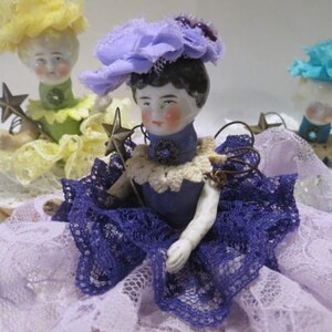 Assemblage Angel Royal Purple Assemblage Art Doll, Antique Doll Parts, vintage Style Art Doll image 2