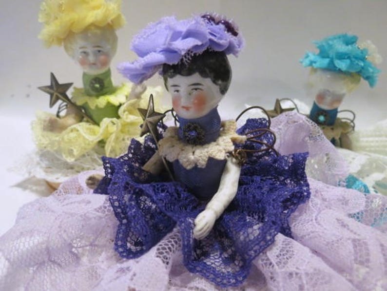 Assemblage Angel Royal Purple Assemblage Art Doll, Antique Doll Parts, vintage Style Art Doll image 2