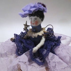 Assemblage Angel Royal Purple Assemblage Art Doll, Antique Doll Parts, vintage Style Art Doll image 3