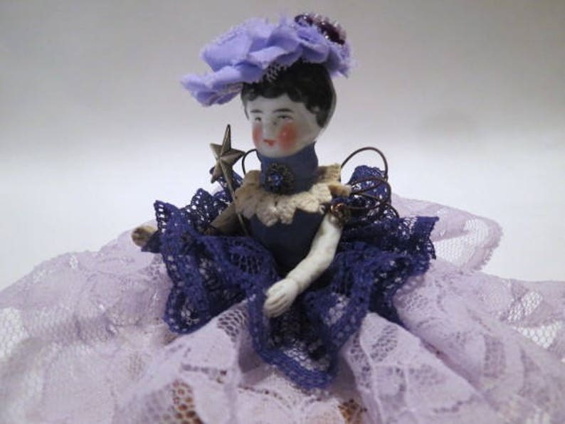 Assemblage Angel Royal Purple Assemblage Art Doll, Antique Doll Parts, vintage Style Art Doll image 3