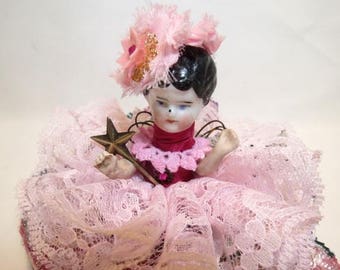 Assemblage Angel "Rosy Pink"  Assemblage Art Doll, Antique Doll Parts, Vintage Style Art Doll
