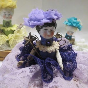 Assemblage Angel Royal Purple Assemblage Art Doll, Antique Doll Parts, vintage Style Art Doll image 4