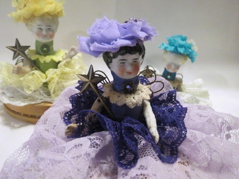 Assemblage Angel Royal Purple Assemblage Art Doll, Antique Doll Parts, vintage Style Art Doll image 4