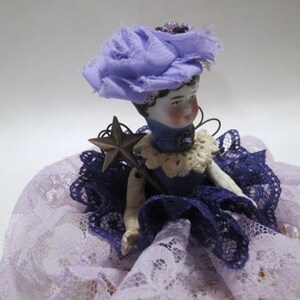 Assemblage Angel Royal Purple Assemblage Art Doll, Antique Doll Parts, vintage Style Art Doll image 5