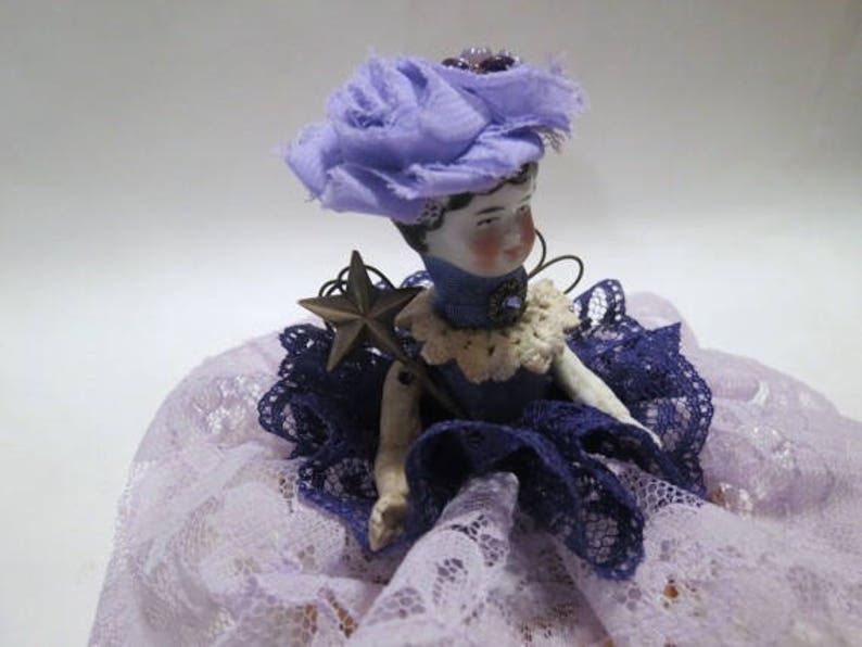 Assemblage Angel Royal Purple Assemblage Art Doll, Antique Doll Parts, vintage Style Art Doll image 5