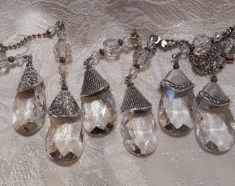 Chain Pull Pair for Ceiling Fan or Lamp with Leaded Crystal Teardrops