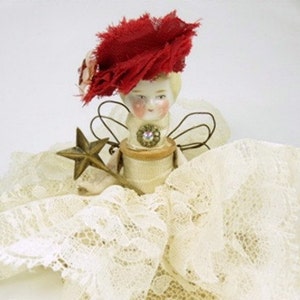 Assemblage Angel Lacy Ivory Assemblage Art Doll, Antique Doll Parts, Vintage Style Art Doll image 3