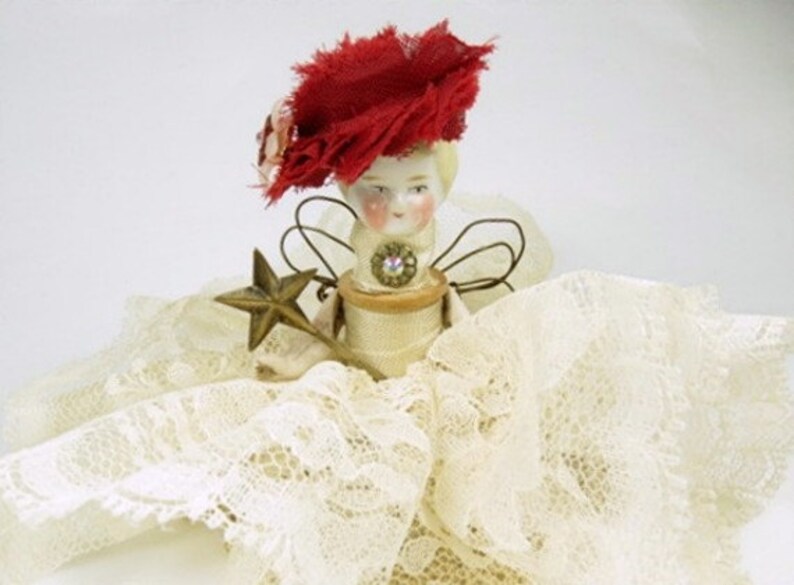 Assemblage Angel Lacy Ivory Assemblage Art Doll, Antique Doll Parts, Vintage Style Art Doll image 3