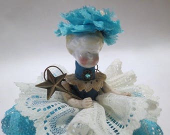 Assemblage Angel "Turquoise"  Assemblage Art Doll, Antique Doll Parts, Vintage Style Art Doll