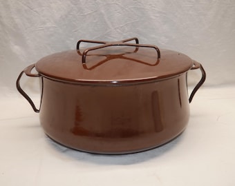 Vintage Mid Century Modern Dansk Kobenstyle Brown covered Dutch Oven Stock Pot Pan w/ Lid