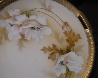 fine RS Germany Tillowitz hand painted handled Cake Dessert Plate