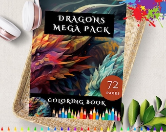 Livre de coloriage dragon pour adultes, feuilles de coloriage dragon pour enfants, méga livre de coloriage pour enfants, travail occupé, enfants à l'école à domicile, ressources pour enseignants