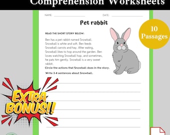 Feuille de travail de compréhension écrite de 1re et 2e année - Activités de lecture de 2e année - Passages de compréhension de 2e année avec activités - Lecture à la maison