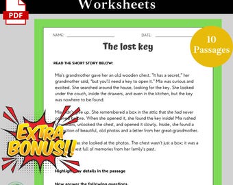 Feuille de travail de compréhension en lecture de 3e année - Activités de lecture de 2e année - Passages de compréhension avec activités - Lecture à la maison de 1re à 2e année