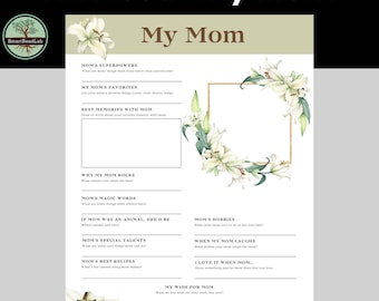 Fiche de travail Tout sur ma mère | Cadeau pour la fête des mères | Fiche de travail pour maman | Activité pour la fête des mères | Activité scolaire sur maman | Cadeau pour maman | PDF