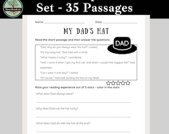 35 Feuilles de travail sur les passages de compréhension de lecture pour la maternelle de 1re année - Lecture fluide - Maternelle de première année - Ressources pour les parents et les enseignants