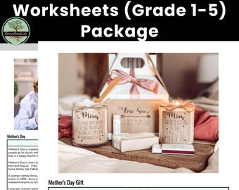 Fiches de compréhension de lecture pour la fête des mères | Lecture de la 1re à la 5e année | Passages de lecture différenciée | Activité ELA pour la fête des mères | École à la maison